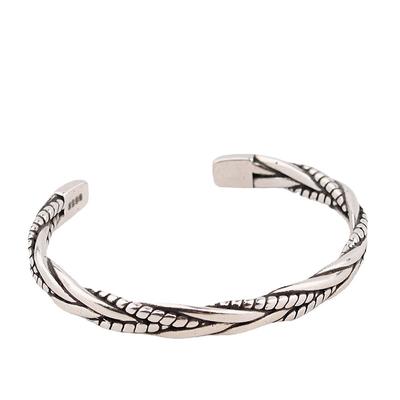925 Sterling Silver Woven Twist Bracelet Bangle For Men Women Retro Korean Hand Jewelry