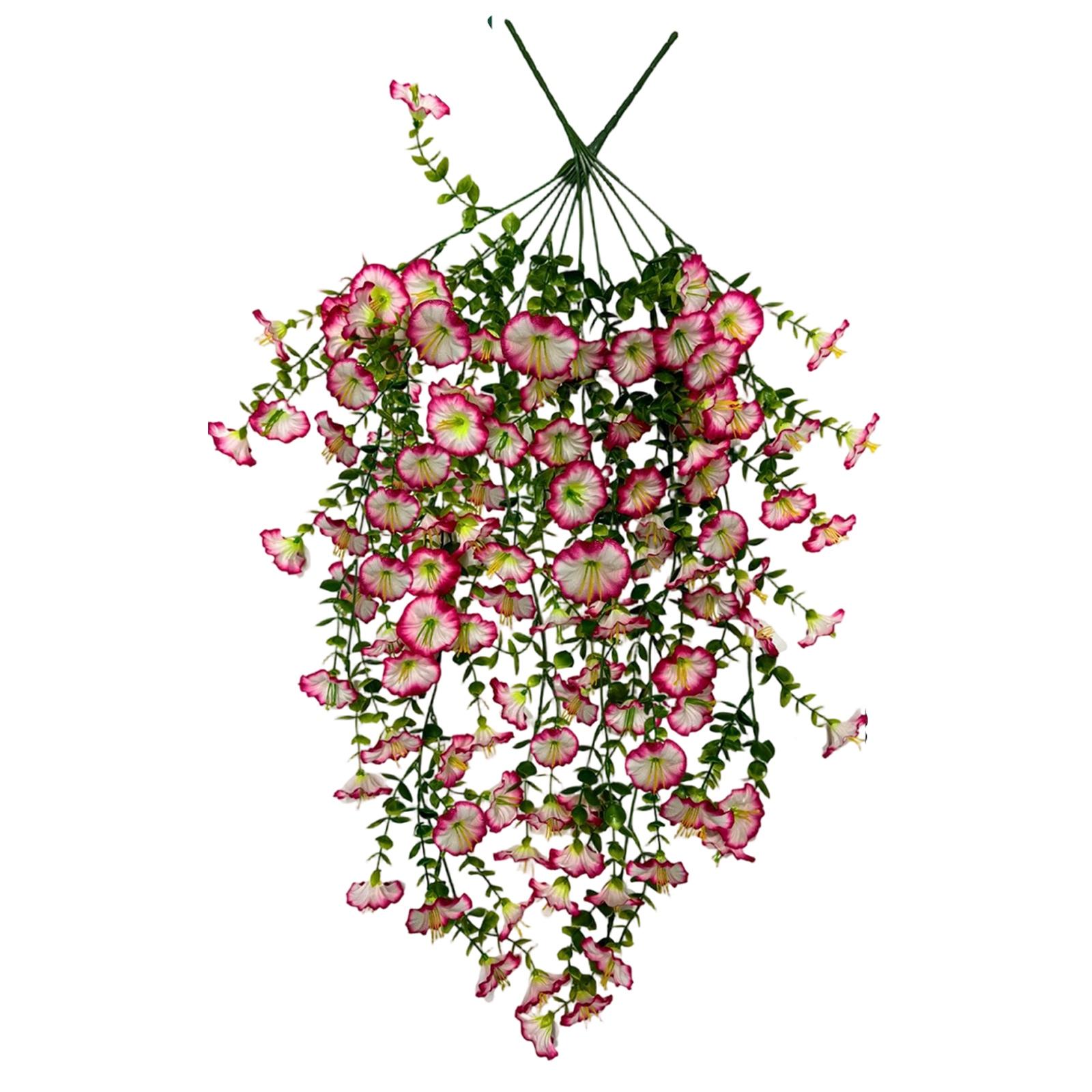 

2 Pack Artificial Morning with 45 Flower Heads Hanging Plastic Fake Flowers for Outdoor Home Garden Wall Decoration One Size розовый
