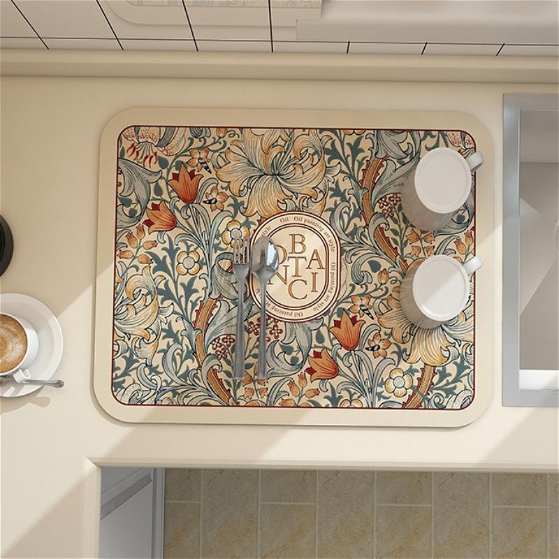 Mud Absorbent Quickly Dry Heat Resistant Non-Slip Tableware Pad Dish Drying Mat Placemat Coffee Mat