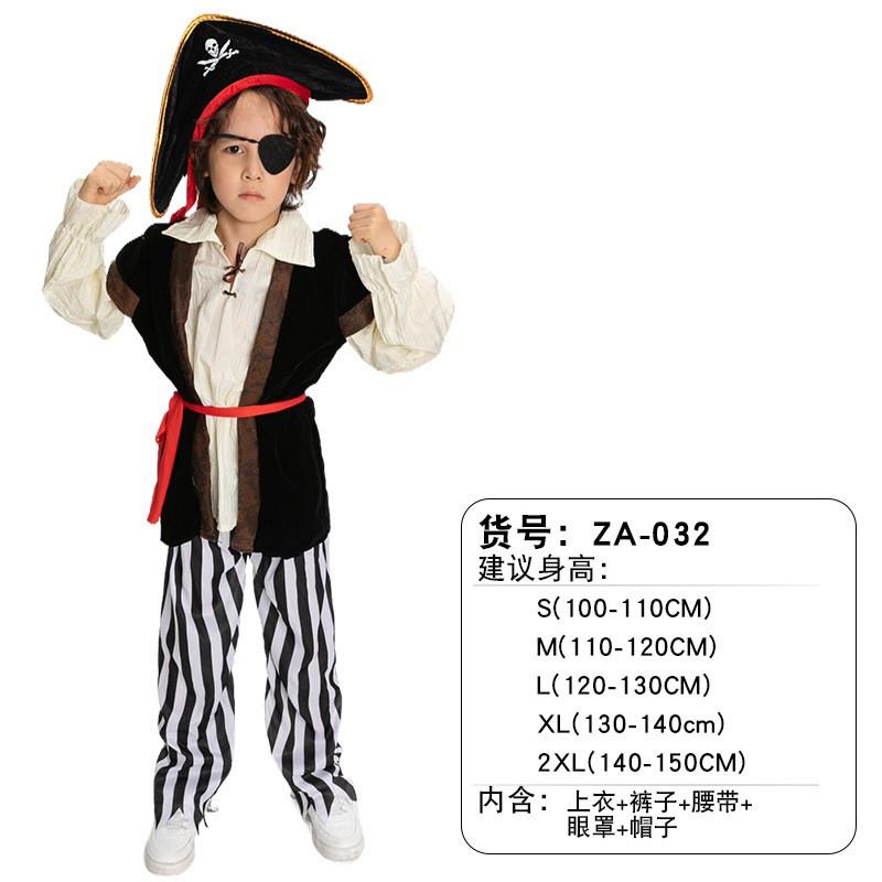 Kids Pirate Costume Set Halloween Party Caribbean Captain Outfit Cosplay Dress Up Neutral Unisex