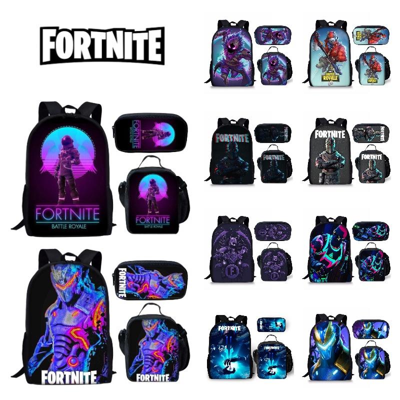 Large Capacity Fortnite Fortress Night Backpack Set Oxford Cloth 20-35l Breathable Waterproof Cartoon Pattern Street Style