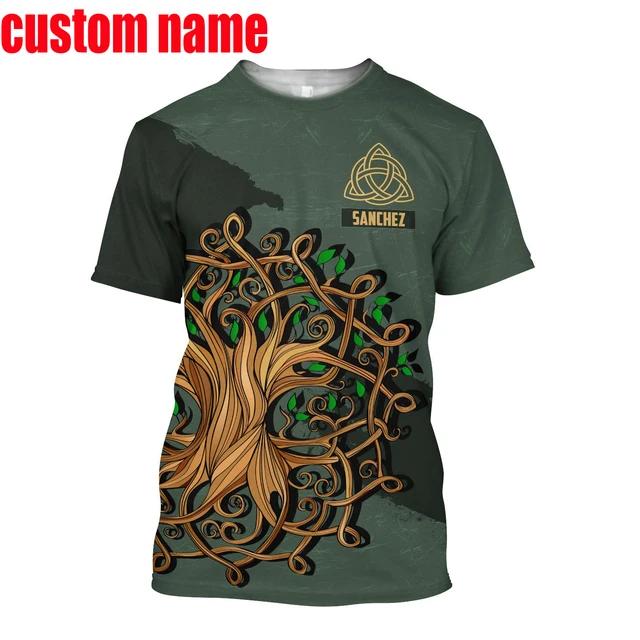 Summer New Printed Irish Celtic Men's and Women's T-shirt, Custom Name Short Sleeve Unisex Shirt, Harajuku Large Casual Sty