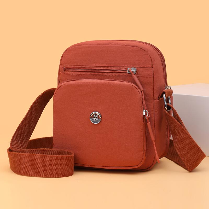 Lightweight Women's Shoulder Bag Solid Collor Mobile Phone Bag Waterproof Nylon Small Square Bag