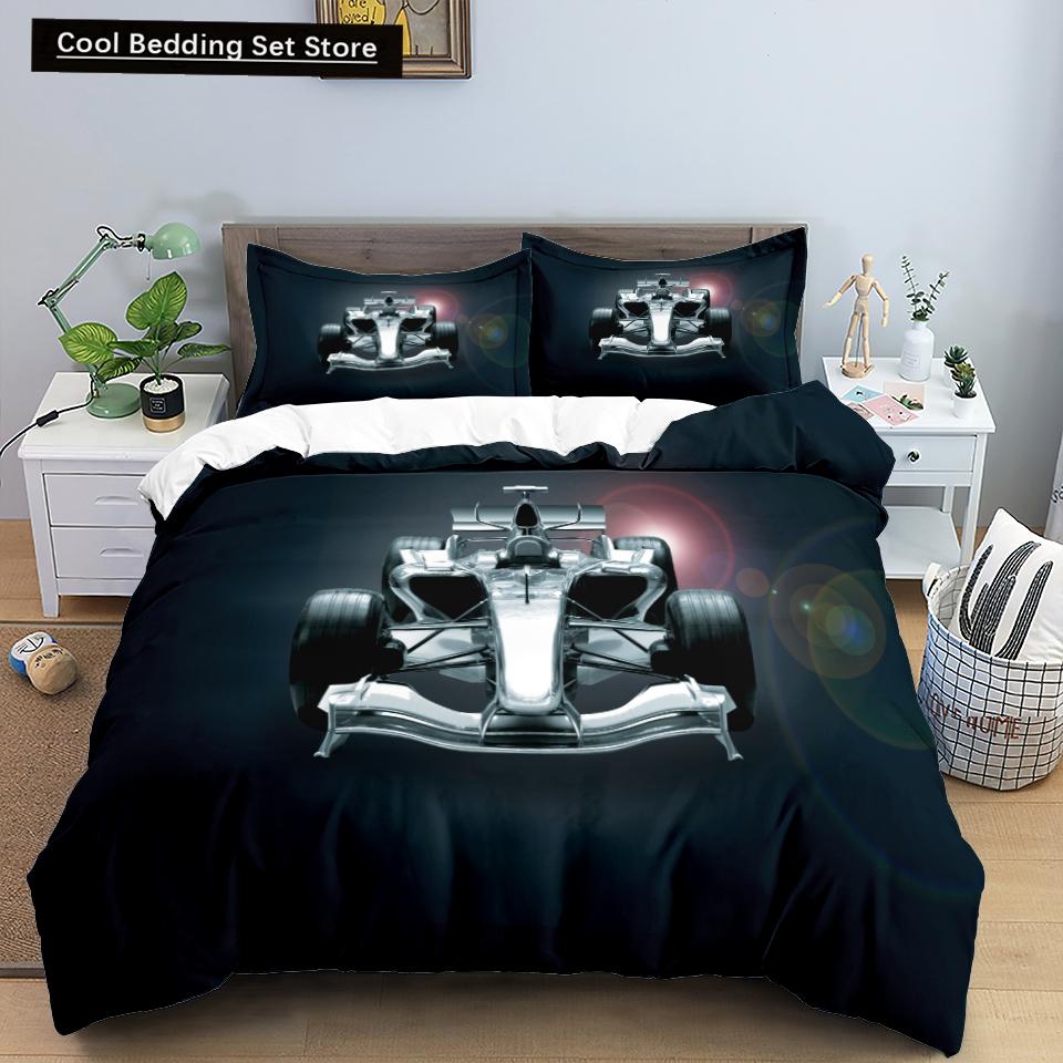 3D Car King Queen Duvet Cover Vintage Lightweight Train Bedding Set for Teens Adult Racing Supercar 2/3pcs Polyester Quilt Cover