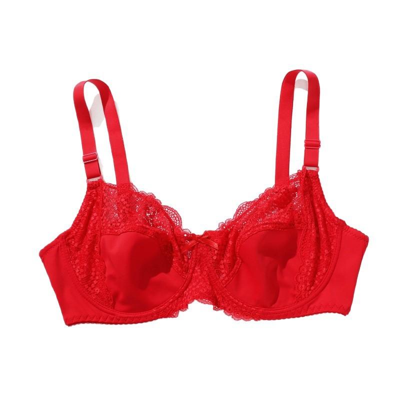 Wholesale Ladies Large Size Full Cup Underwear Sexy Lace Translucent Bra Comfortable Thin Cup Steel Rim Bra