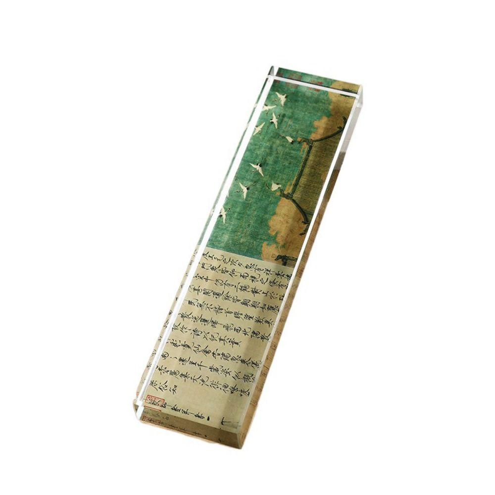 Pressing Paper Flat Chinese Calligraphy Paperweight Rectangle Crystal Weight Ruler  Office Style 1
