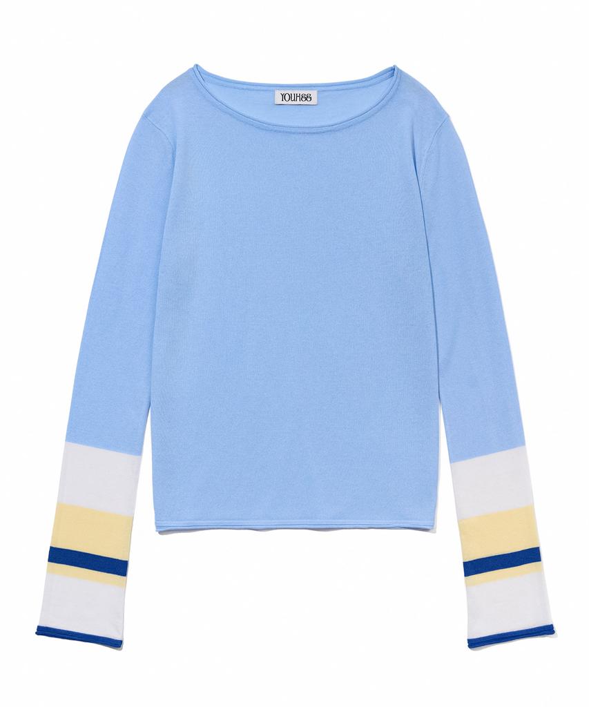 YOUHEE Color Blocked Long Sleeve Knit_Blue