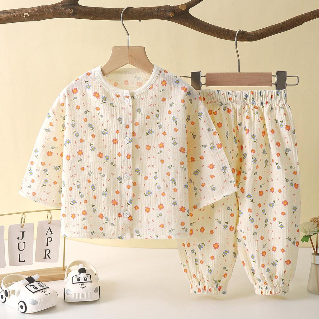 Children's Lightweight Cotton T-shirt Set - Summer Boys' Pajama Set For Kids, Girls' Casual Home Wear 2-piece Set
