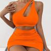 European and American Summer Women's Single Shoulder Backless Sexy Jacket, Solid Color Buttocks Wrapped Dress