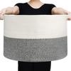 Toplife Rope Basket, Cotton Storage Basket, Laundry Basket with Handles, Large Capacity for Toys, Stuffed Animals, and Blankets, 55*55*35cm (Gray)