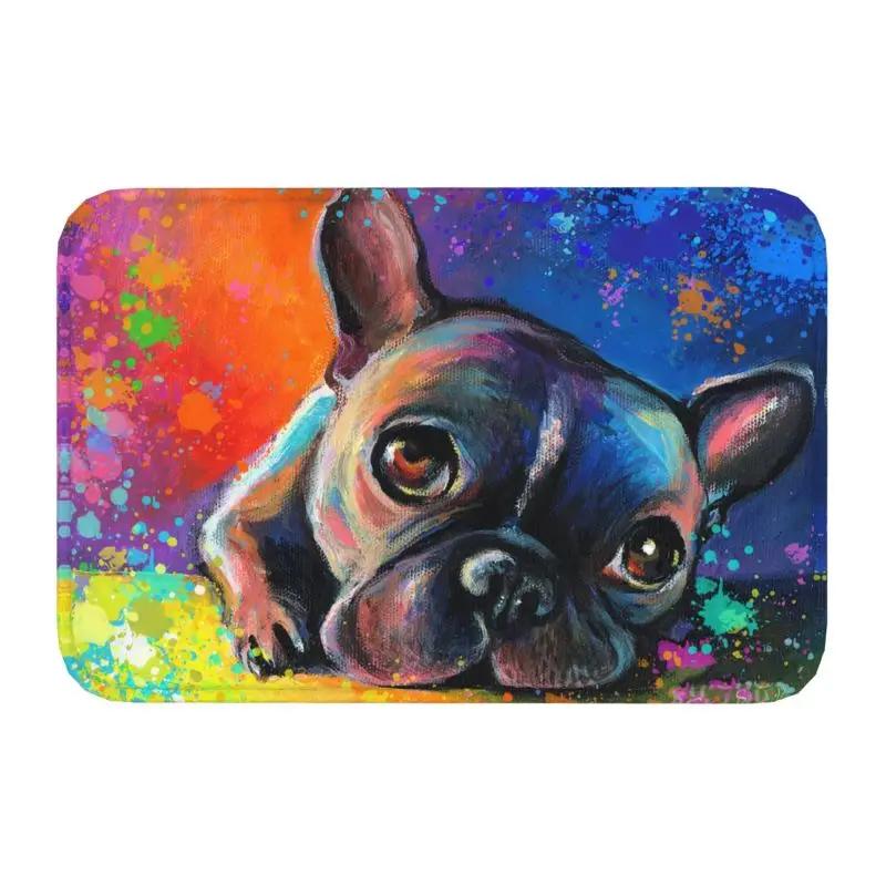 Pug Colorful Pugs Art Dog Pet Lover Floor Door Bathroom Kitchen Mat Anti-Slip Indoor Cute Pet Doormat Toilet Entrance Carpet Rug