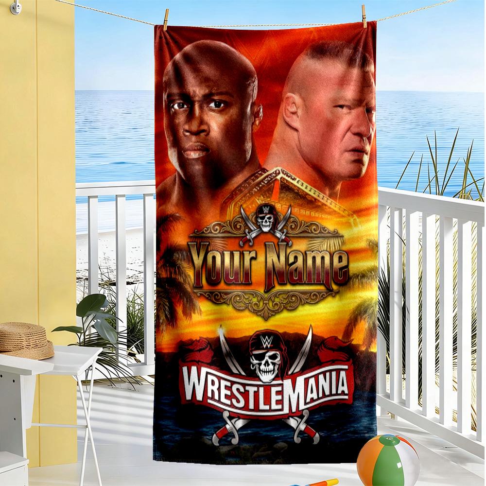 Toalla de Playa Personalizada con Nombre de Wrestlemania Alta Absorción y Secado Rápido