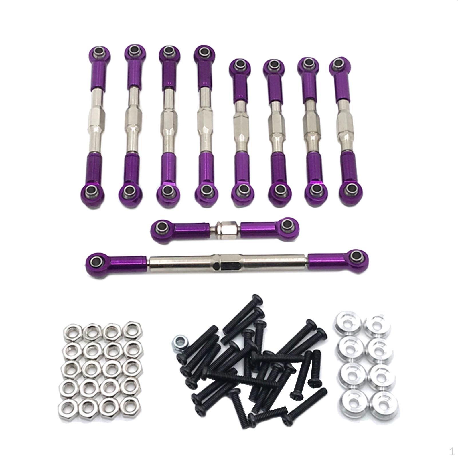 

10PCS Adjustable Aluminum Steering age Servo Pull Rod Bearing Set Compatible with FY WPL 1/16 RC Car фіолетовий