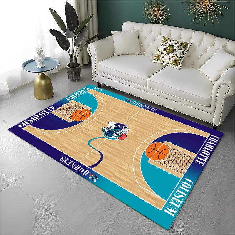 Classic Basketball Court Team Carpet Rug for Playroom Bedroom Living Room Sofa Home Decor,kid Game Area Rug Non-slip Floor Mat