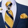 Dibangu Striped Wedding Tie Handkerchief Men's Necktie Pocket Square Ring Tie Set for Gift