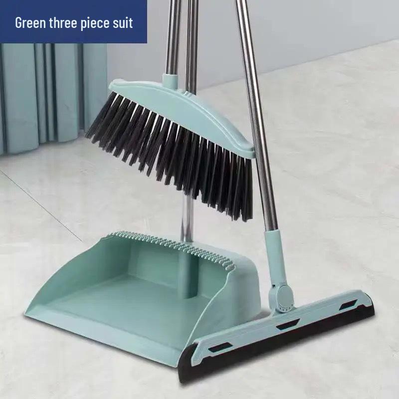 Influencer Household Broom & Dustpan Set: Non-Stick Hair Sweeping, Squeegee & Garbage Shovel.