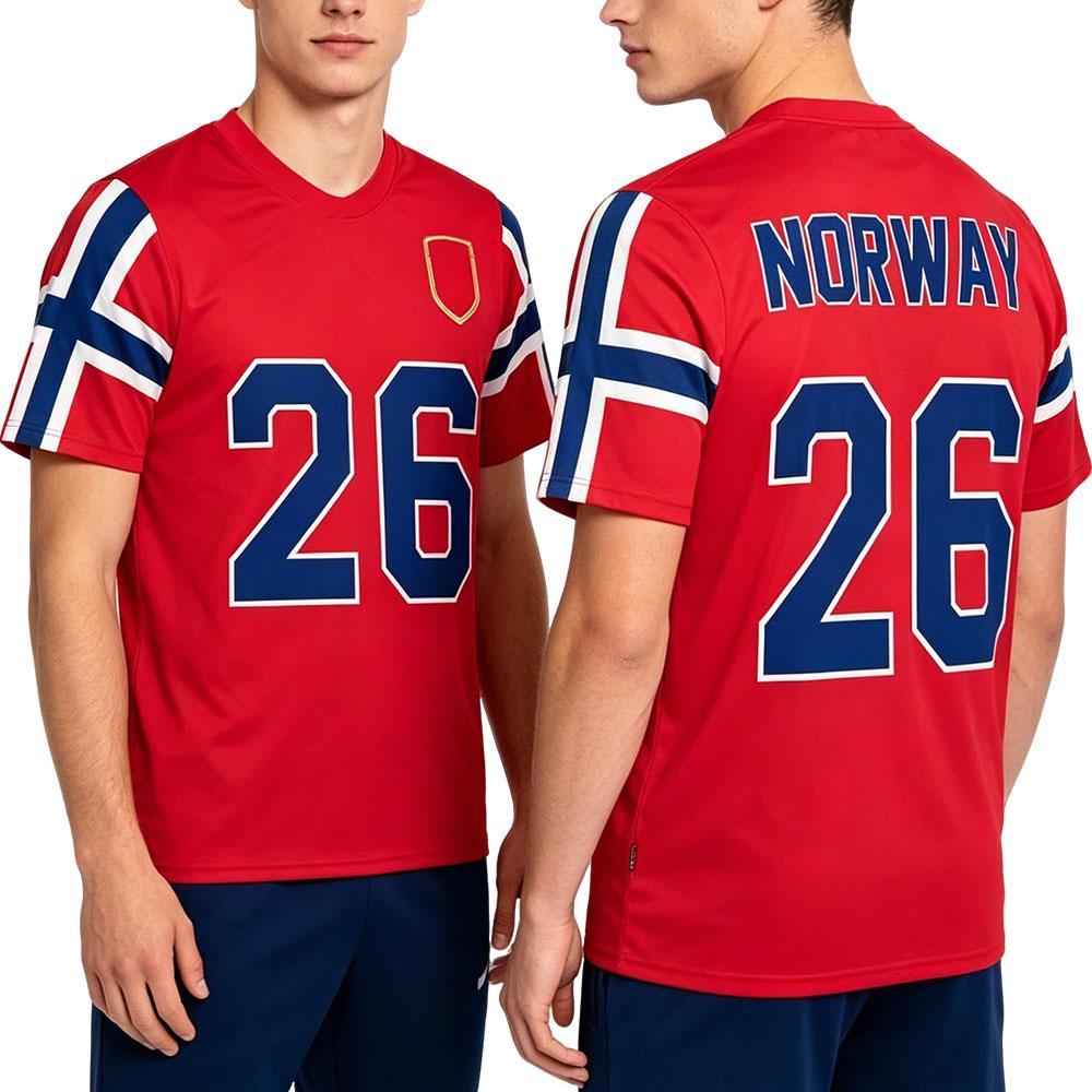 Norwegen Fußball T-Shirt Trikot Rundhals Kurzarm Sommer Herren Damen T-Shirt Locker Lässig Mode Unisex Streetwear T-Shirts Aufdruck Oberteil