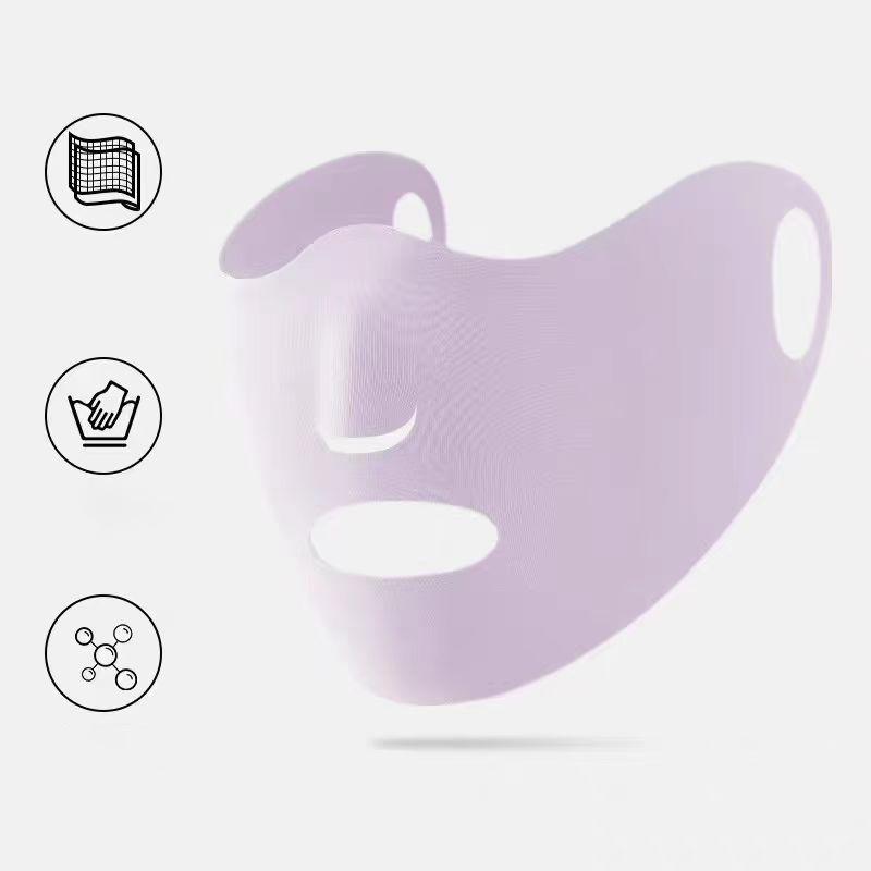 Outdoor Sports Sunscreen Facial Mask For Women Sun Uv Protection Breathable Ice Silk Face Veil Ear Hanging Face Cover Mask
