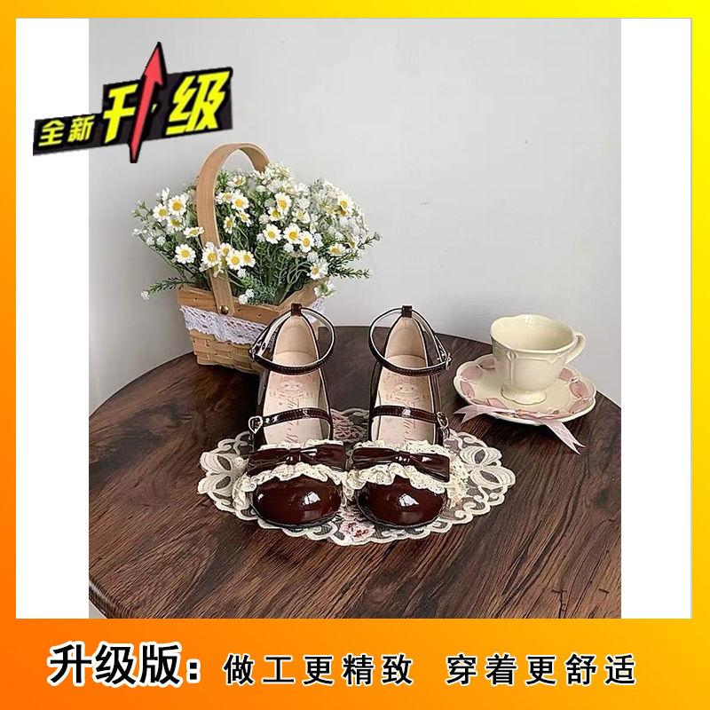 Sweet Bow Lolita Versatile Cute Sweet Cool Mary Round Head Single Shoes Leather Shoes Shallow Mouth 2025 New