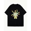 Oversized T Shirt Black Cartoon Woman With Multiple Arms And Text Its Impossible To Satisfy Everyone Casual Wear For Women