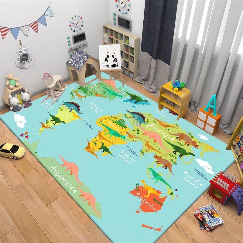Children's Navigation Map Pattern Carpet Baby Game Crawling Rugs for Living Room Children's Room Decorative Anti Slip Floor Mats