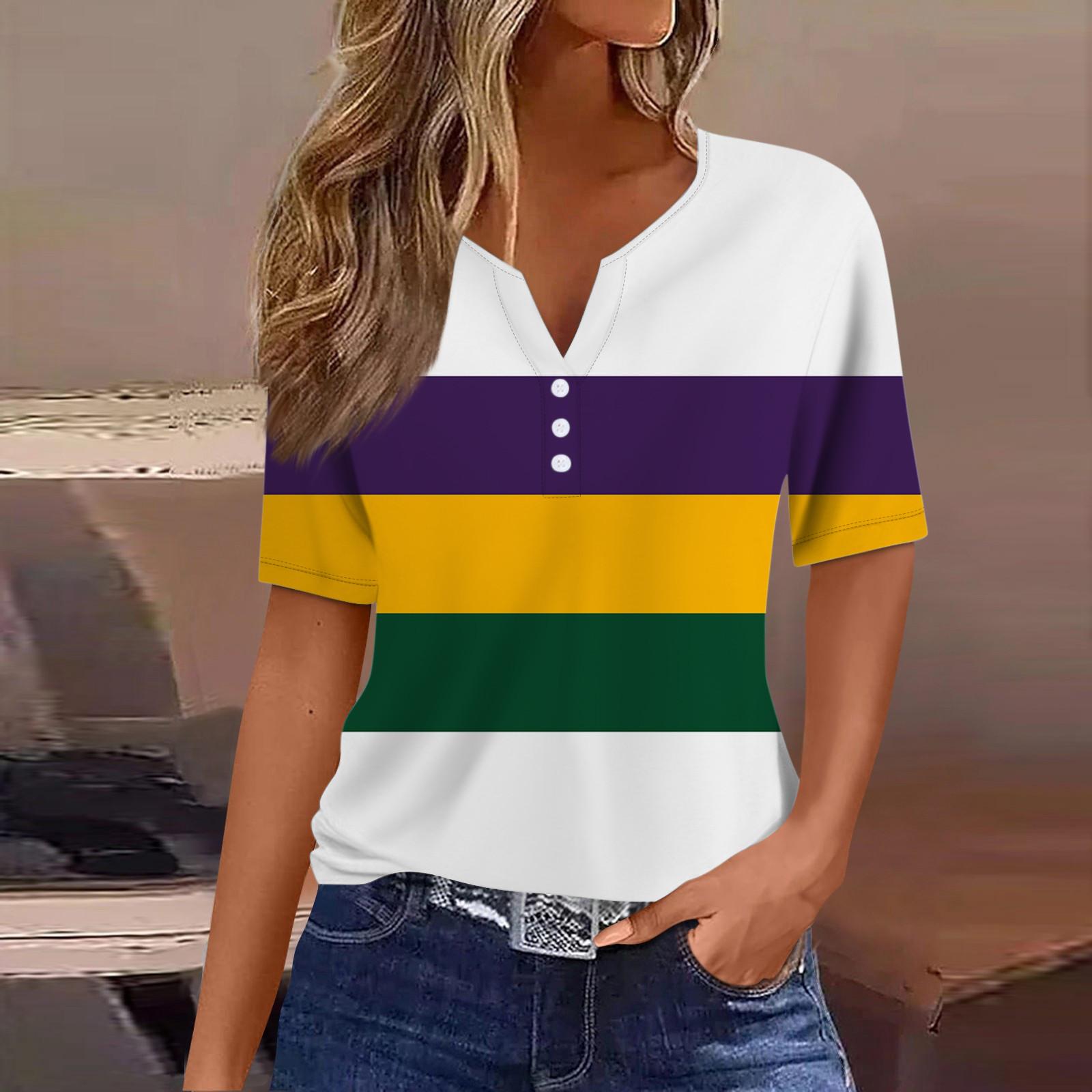 

Женская повседневная футболка с v-образным вырезом и коротким рукавом с цветочным принтом и декоративными пуговицами, топ S белый