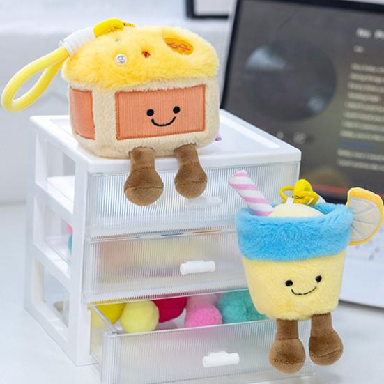 Niedlicher Fruchtsaft Plüsch Schlüsselanhänger Sommer Tropisches Thema Kokosnuss Zitrone Tasche