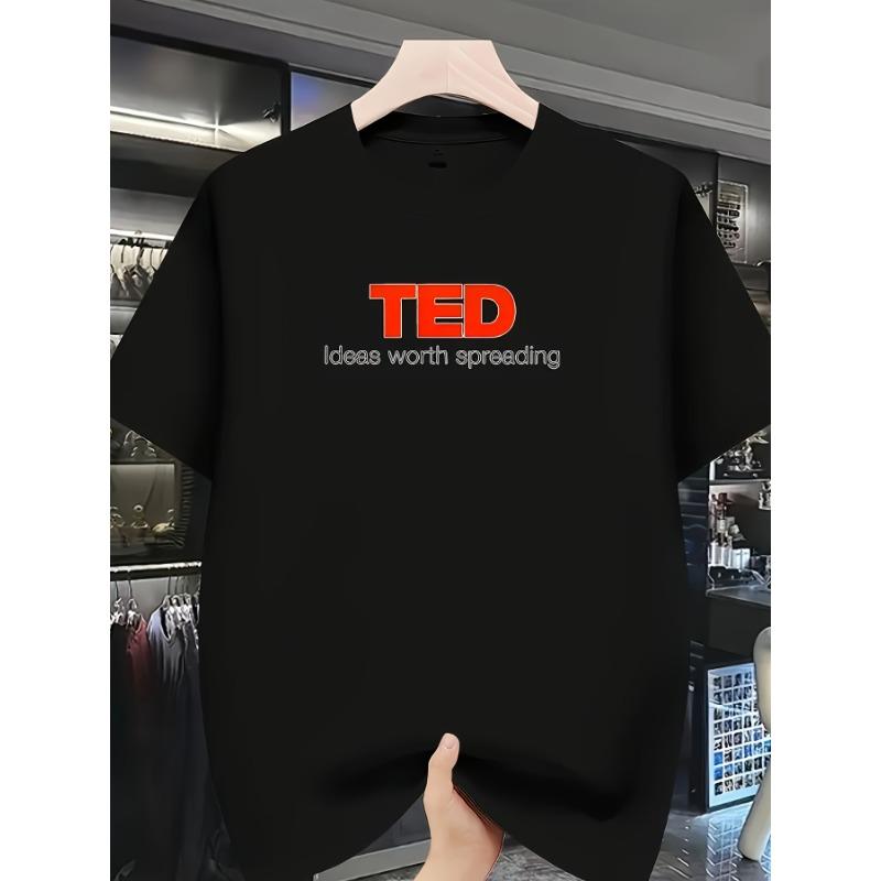 

European sizes Men s Breathable TED Print Casual T-Shirt - Short Sleeve Round Neck Summer & Year-Round Wear S чёрный