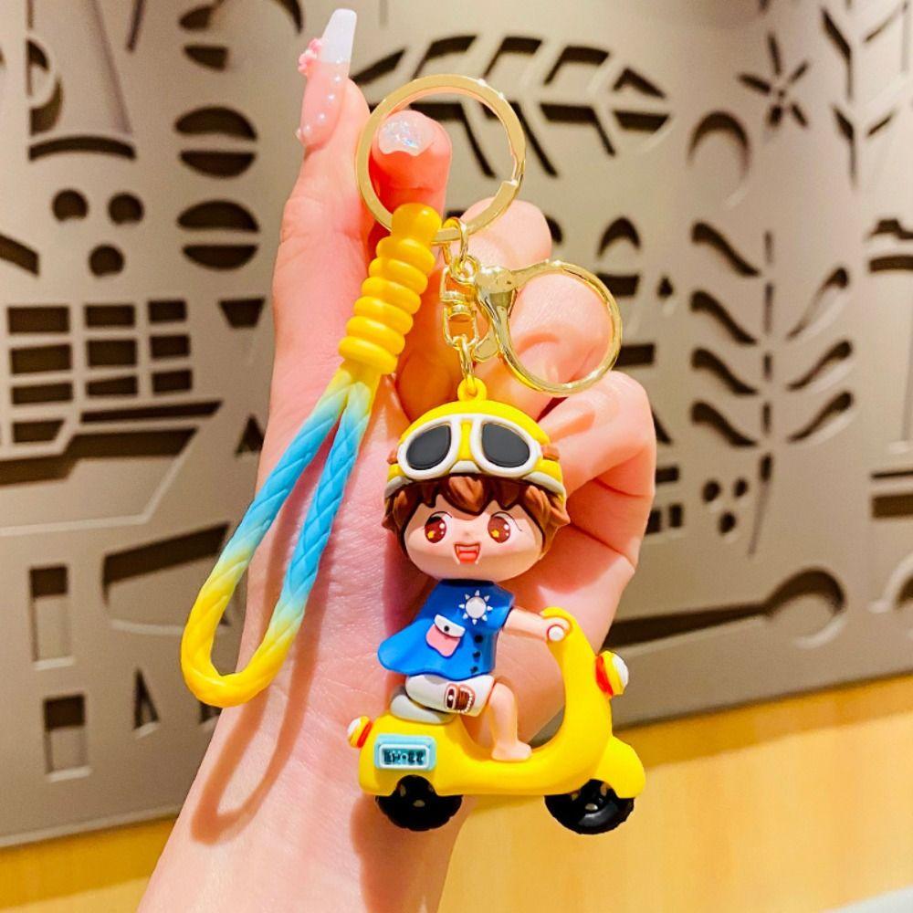 Cute PVC Electric Car Boy Girl Pendant Cartoon Hanging Ornament Couple Keychain Bag Pendant Bag Accessories