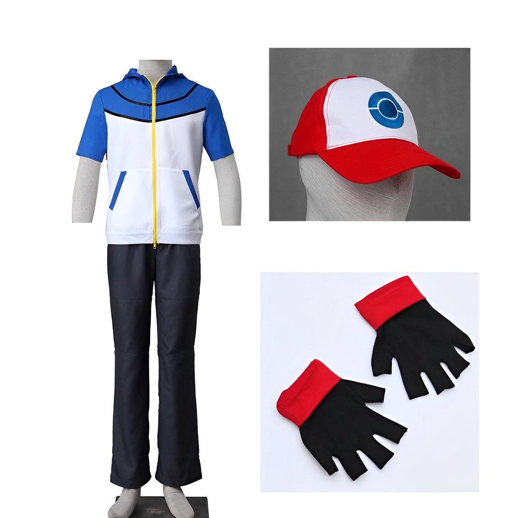 Ash Kids Ketchum Adult Cosplay Trainer Costume Halloween Party Birthday