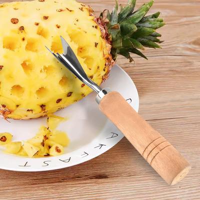 Ananasová V lopatka Nerezový nůž na ananas Dřevěná rukojeť Loupací nůž Stojan na ovoce Ananas Ananasová lopatka Odstraňovač oček
