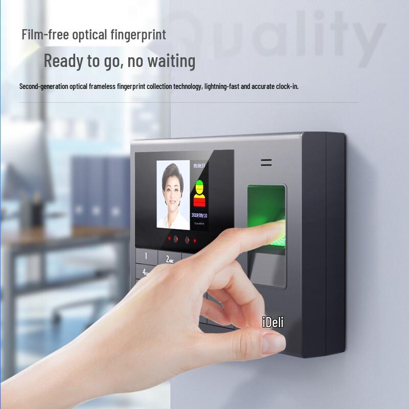 Deli Biometric Face & Fingerprint Time Attendance Machine CN Plug (adapter Included)