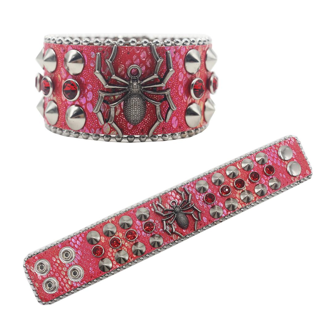 Amerikanisches Strassnietenarmband, Spinne Dekorativ Punk Gothic Personalisierter Schmuck