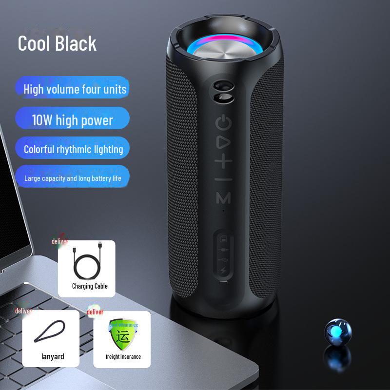 

Мощный беспроводной Bluetooth-динамик с цветной подсветкой и глубокими басами для использования дома, на улице и в офисе чёрный