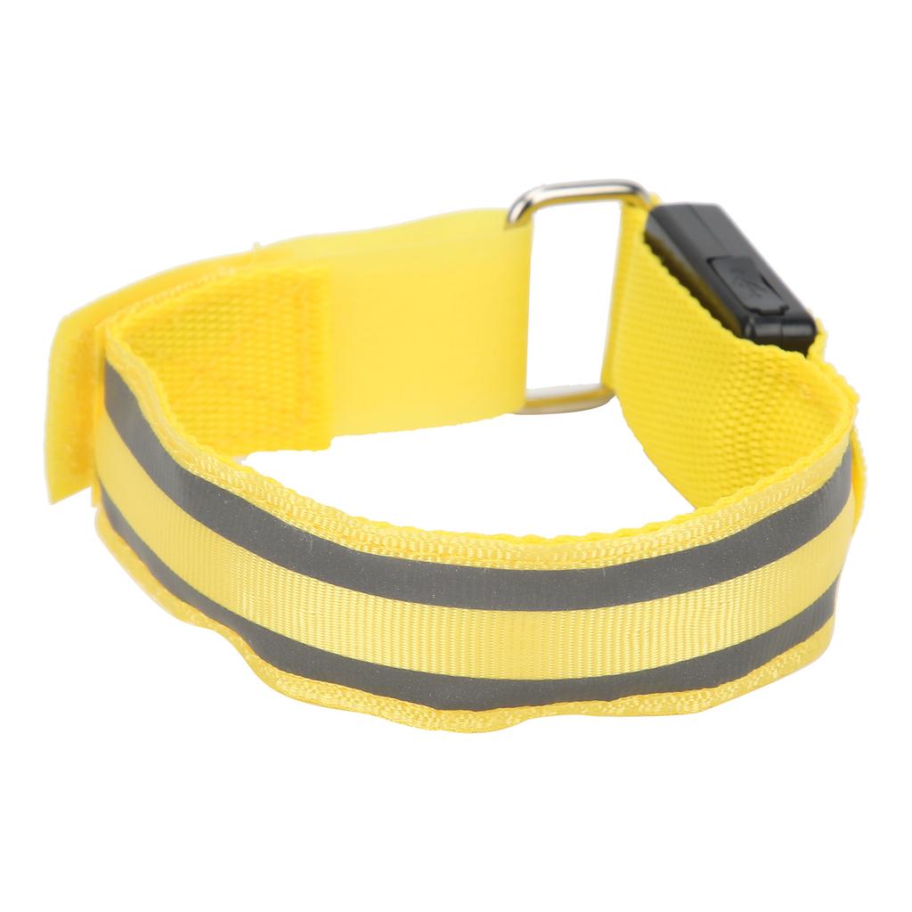 Reflective LED Light Armband Dual Luminous Strips Light Up Bracelet Wristband for Night Running Battery PoweredYellow