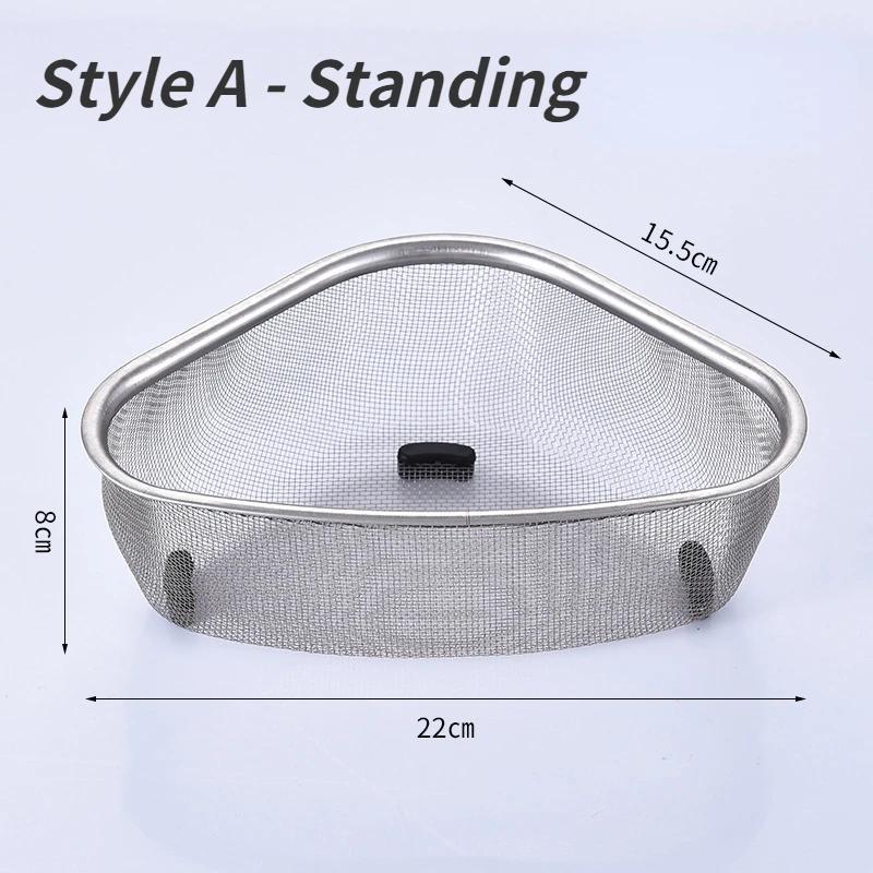 Kitchen Sink Stainless Steel Vegetables Drain Basket Triangle Food Egg Filter Storage Organizer Household Shelf Rack Drainier