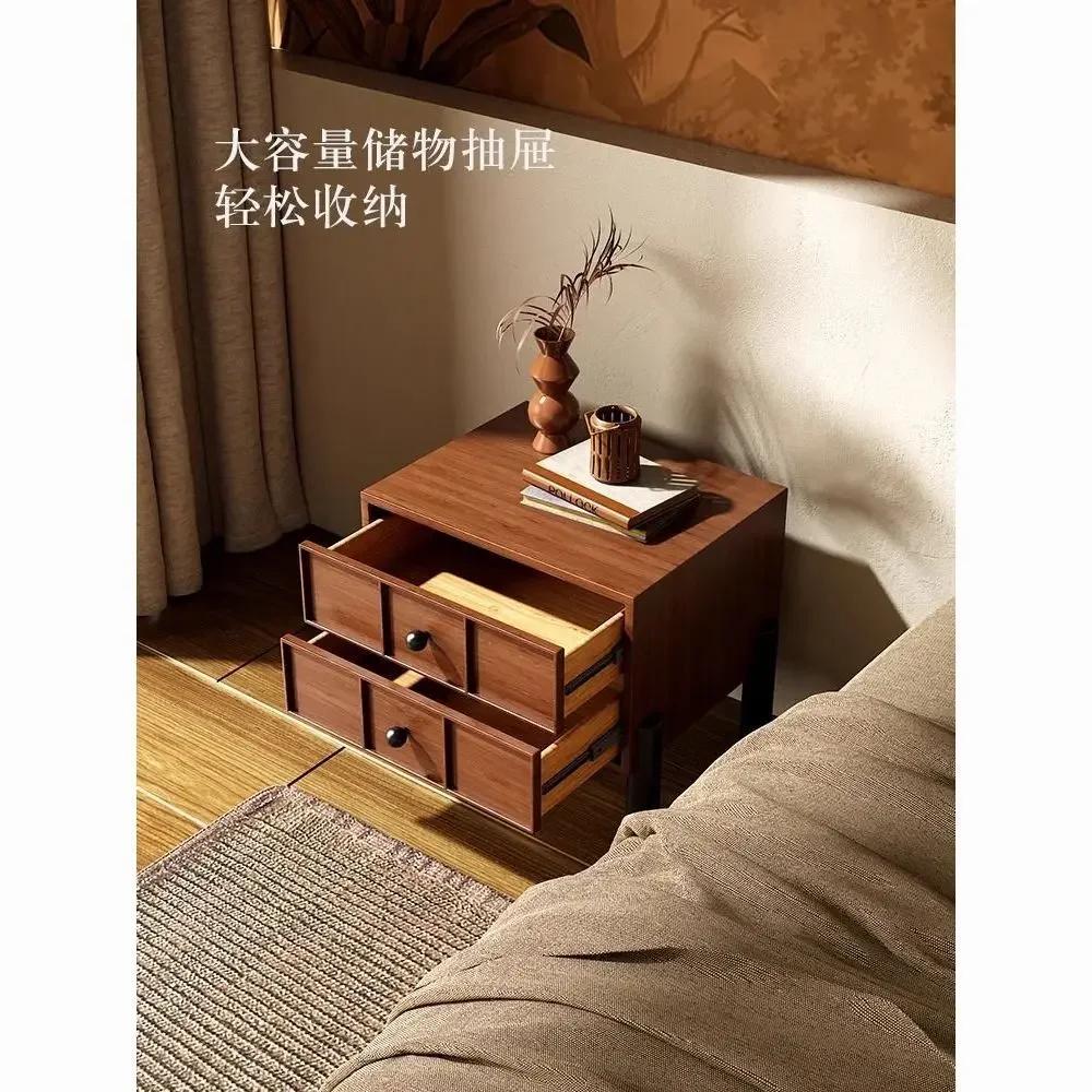 Medieval bedside table Household bedroom Bedside table Solid wood simple modern small cabinet