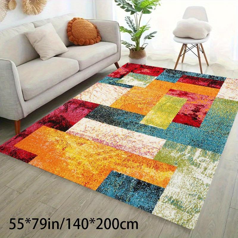 Extra Large Bohemian Geometric Area Rug Heavyweight Crystal Velvet with Non-Slip Dot Backing Machine Washable Soft Carpet