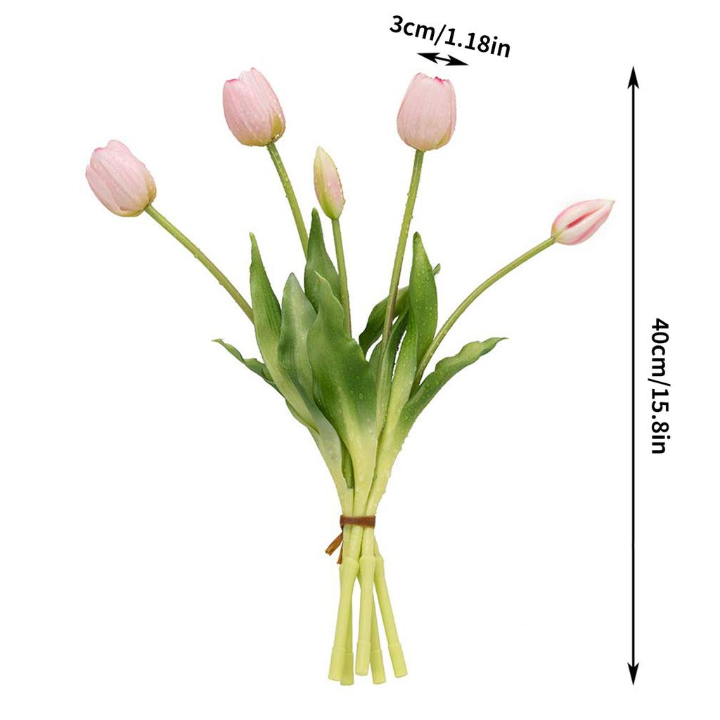 3 Bouquets Man-Made Tulip Flowers Fake Flowers Real Feel Latex Bouquet Home Office Wedding Party Desktop Decoration Garden