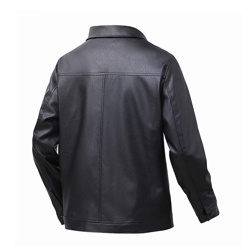 VANCAMEL Men's Trendy Faux Leather Lapel Jacket