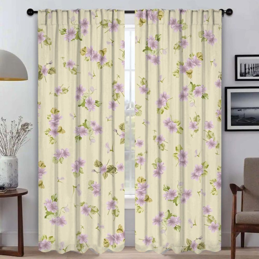 Elegant Room Curtains for Living Room Flowers and Plants Window Curtain Halloween Decoration Shades Curtains 2 Pieces Partition