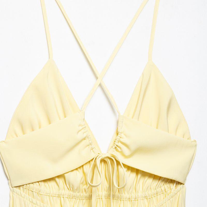 Kaslead New Women clothes Western Style Vertical V-neck Sling Midi Dress 4772365 300