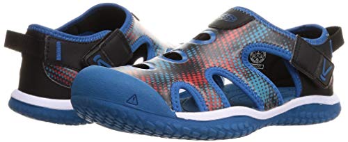 KEEN Kids' Stingray Sandals (Sizes 11.5-23.5cm), Lightweight, Camping Sandals for Boys and Girls, Black/Orange, Size 11.5cm