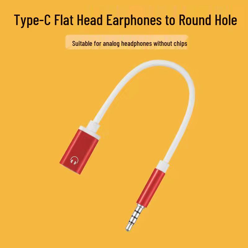 3.5mm Male to USB-C Female Flat Head to Round Head Earphone Adapter Cable