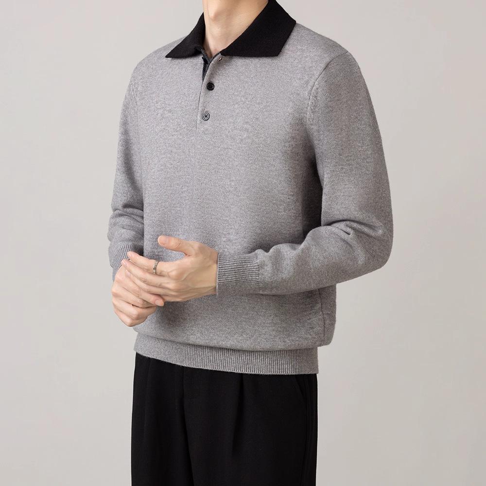 Hochwertige Herren-Patchwork-Strickware - Langarm, Herbst/Winter 2025, Vielseitiger Business Casual Pullover