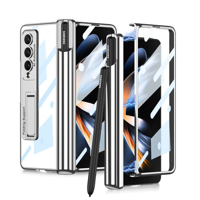 Plating Magnetic Shockproof Full Body Cover Case For Samsung Galaxy Z Fold 4 Fold4 Fold3 Fold 3 Zfold3 Zfold4 Glass Film Capa