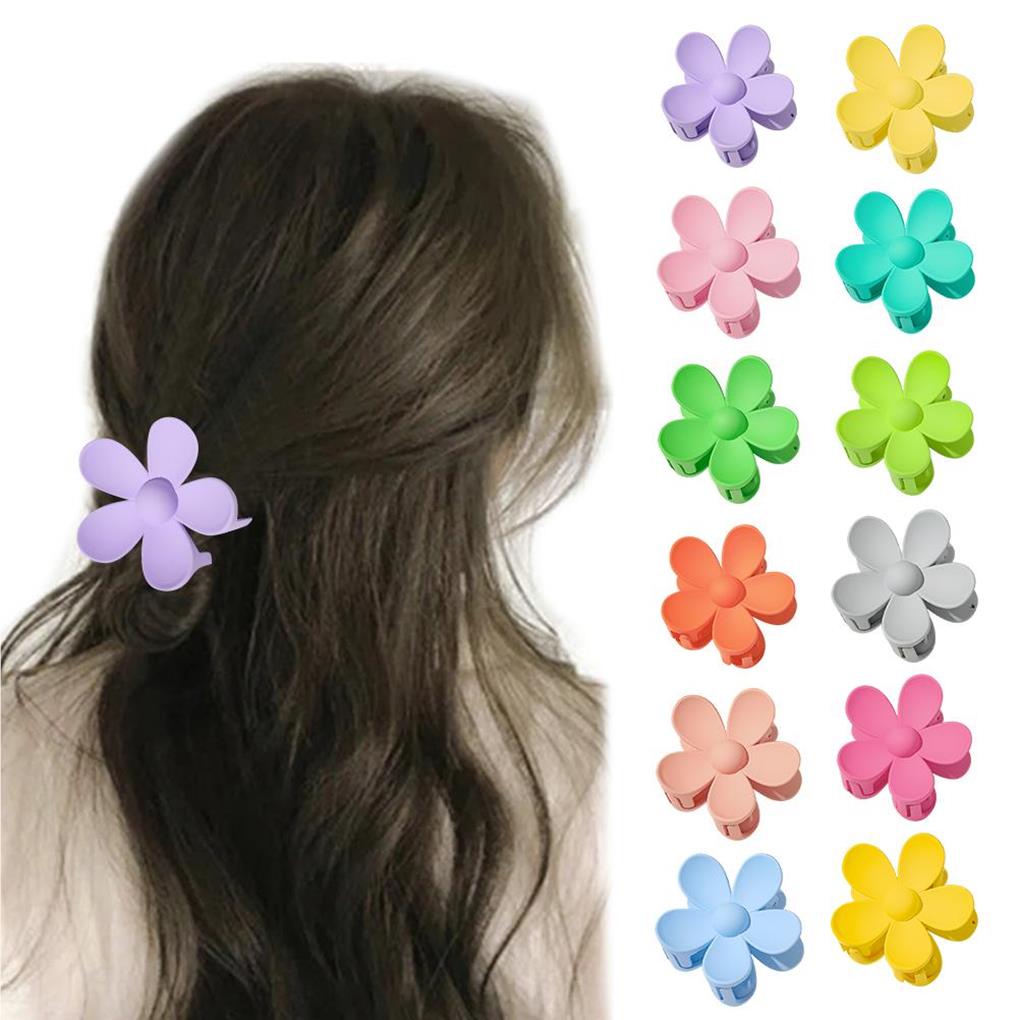 6 Pieces Hair Claw Clip Women Styling Daily-Wear Flower-Shape Girl Headwear Headdress Ponytail Clamp Women Makeup Washing