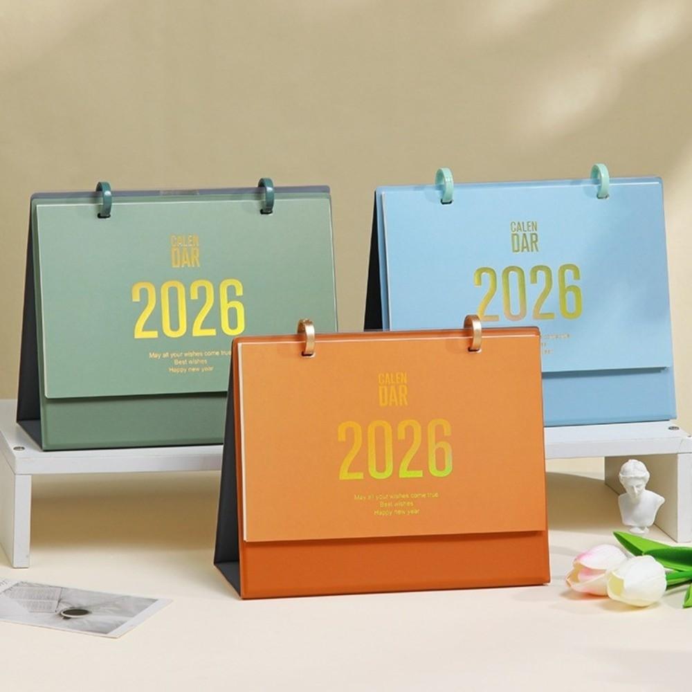 Monats-Datumsanzeige 2026 Tischkalender Einfarbig Stehender Umblätterkalender Heimdekoration