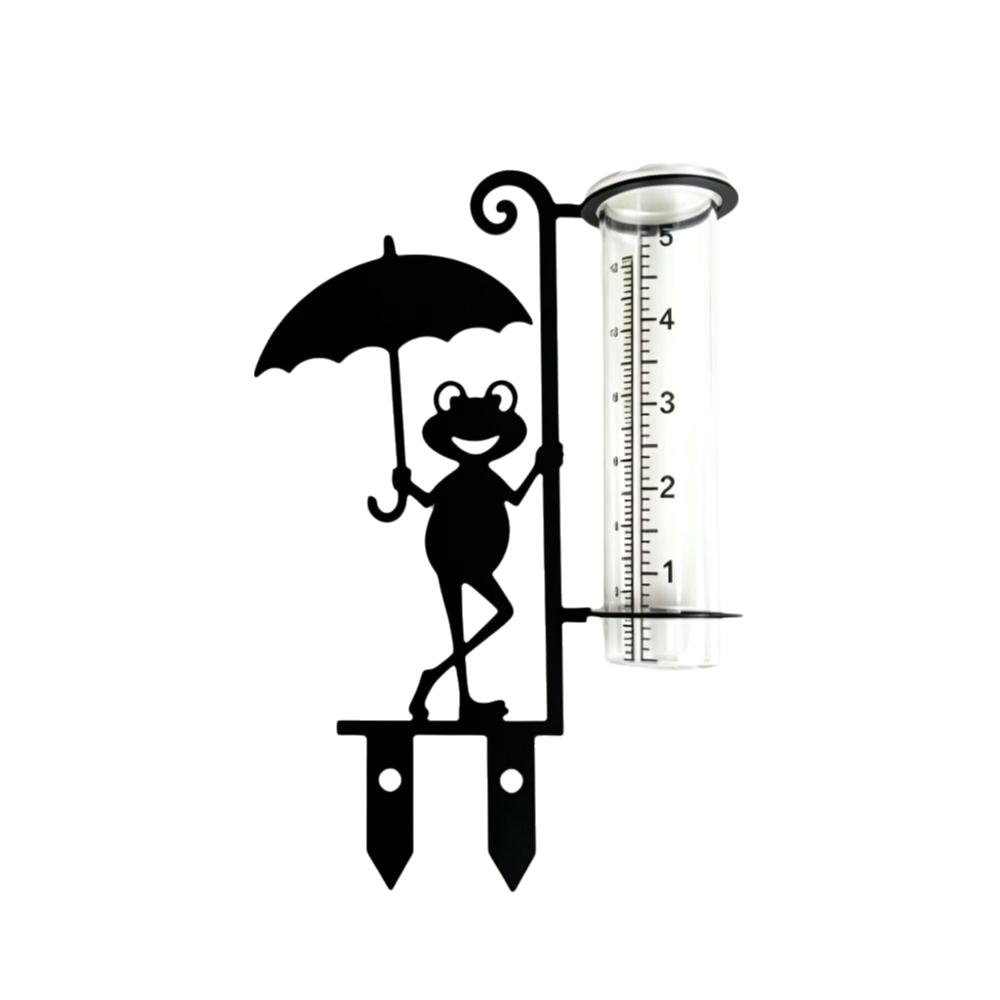 Rustproof Metal Frog Rain Gauge Stake Removable Garden Stake Rain Water Collector Bird Watching