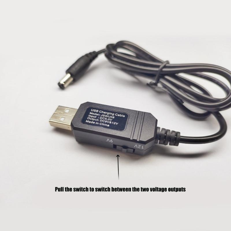 Digital Display Steps up Power Cord 5V to 9V 12V Output DC5.5X2.1 Connectors USB Charging Cable with Digital Screen